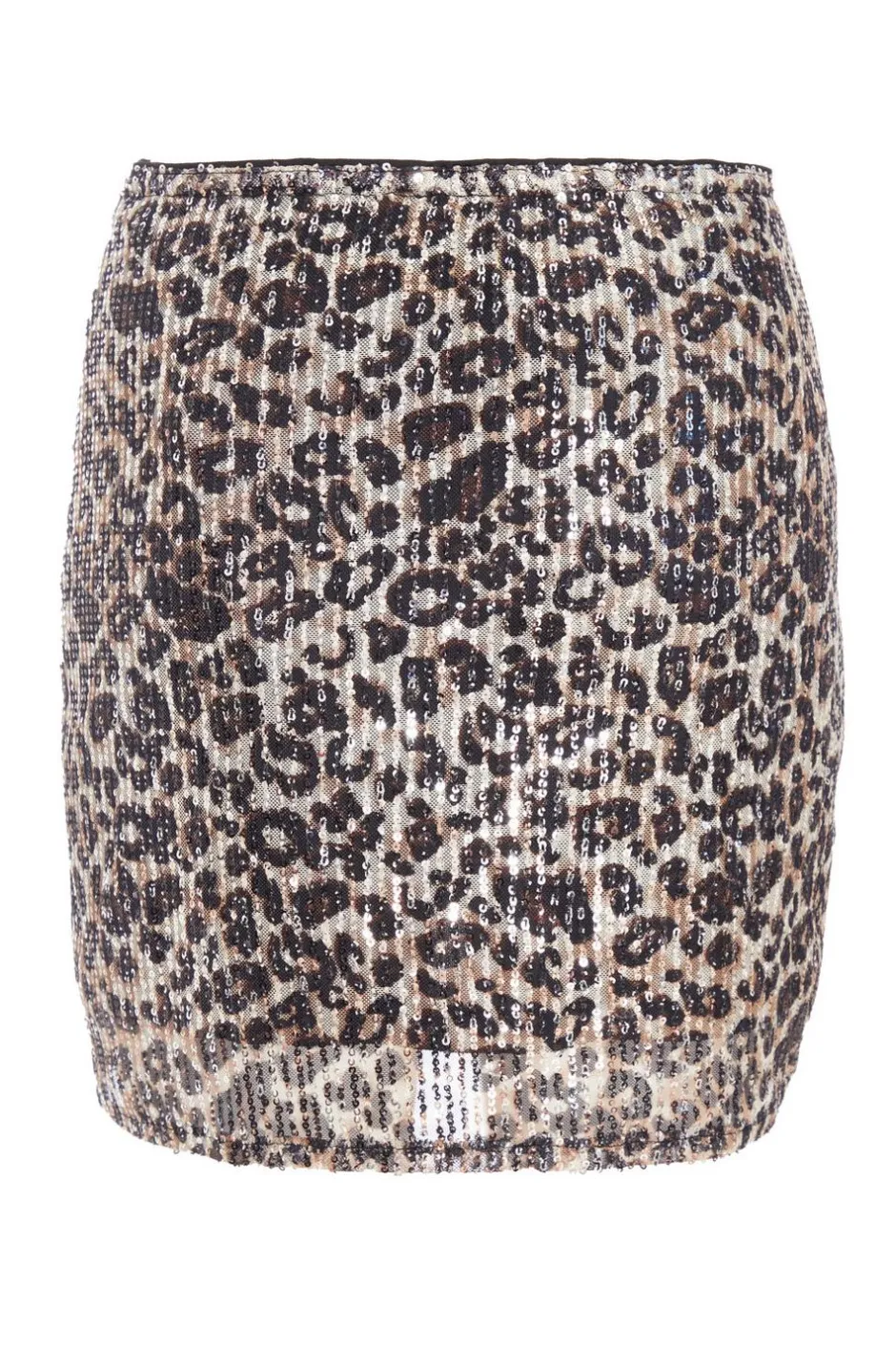 Quiz Brown Sequin Leopard Print Mini Skirt Discount