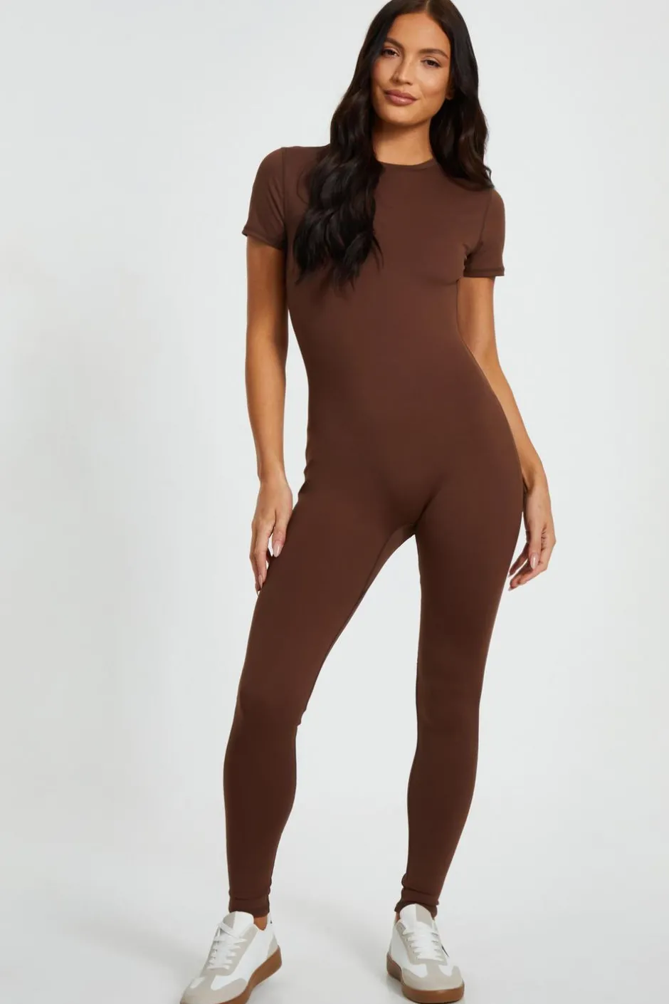 Quiz Brown Short Sleeve Unitard Best