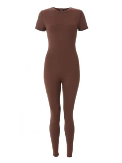 Quiz Brown Short Sleeve Unitard Best