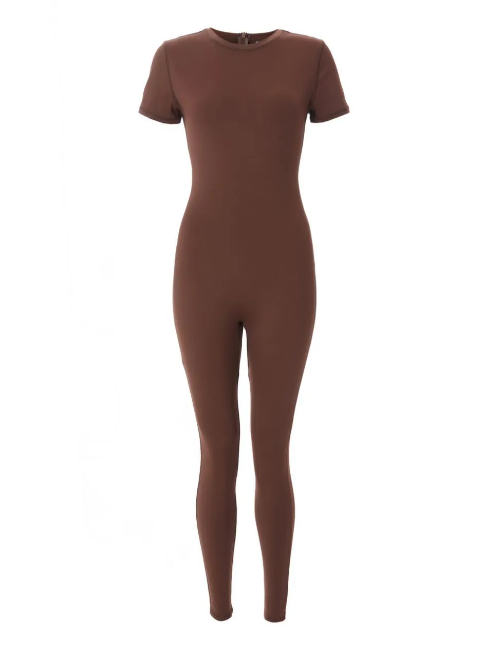 Quiz Brown Short Sleeve Unitard Best