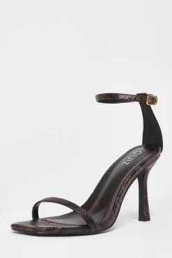 Quiz Snake Print Barely There Heels Brown Outlet