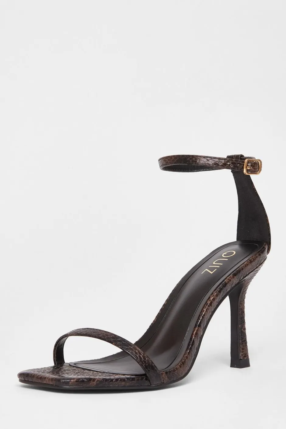 Quiz Snake Print Barely There Heels Brown Outlet