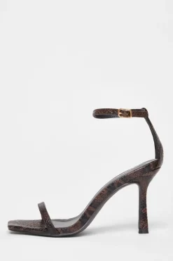 Quiz Snake Print Barely There Heels Brown Outlet