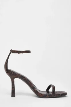 Quiz Snake Print Barely There Heels Brown Outlet