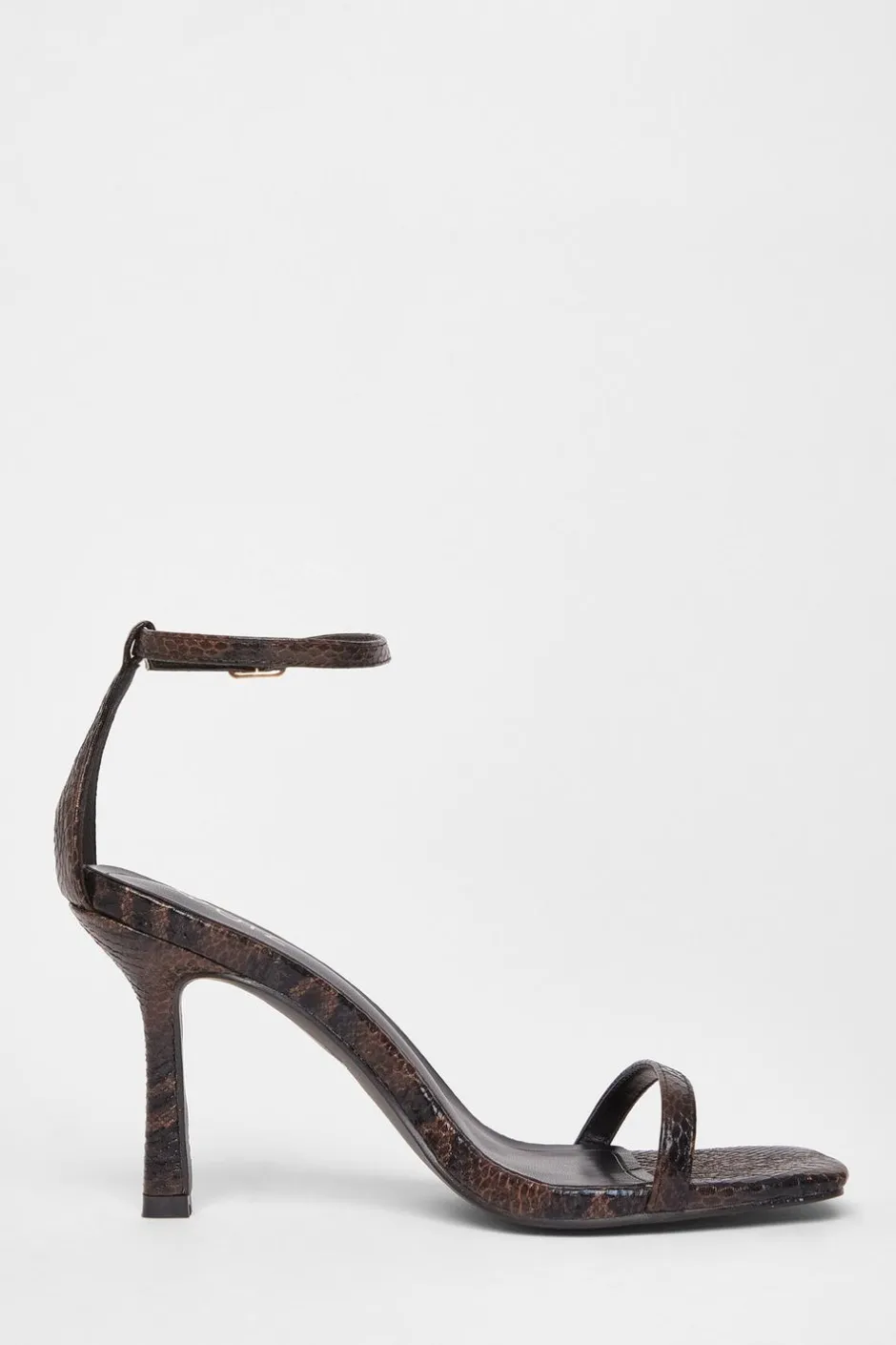 Quiz Snake Print Barely There Heels Brown Outlet