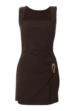 Quiz Brown Square Neck Mini Dress Best