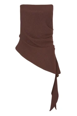 Quiz Brown Textured Bandeau Top Best