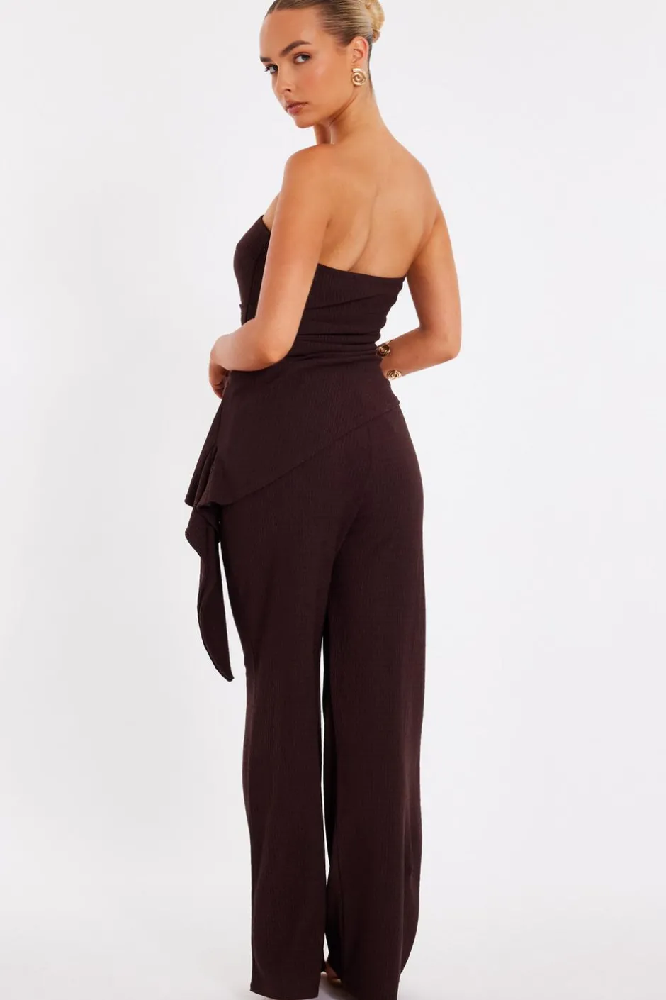Quiz Brown Textured Bandeau Top Best