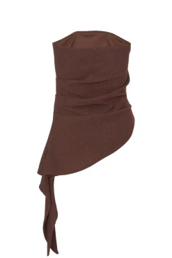 Quiz Brown Textured Bandeau Top Best