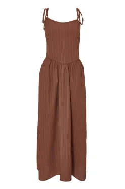Quiz Brown Textured Midi Dress