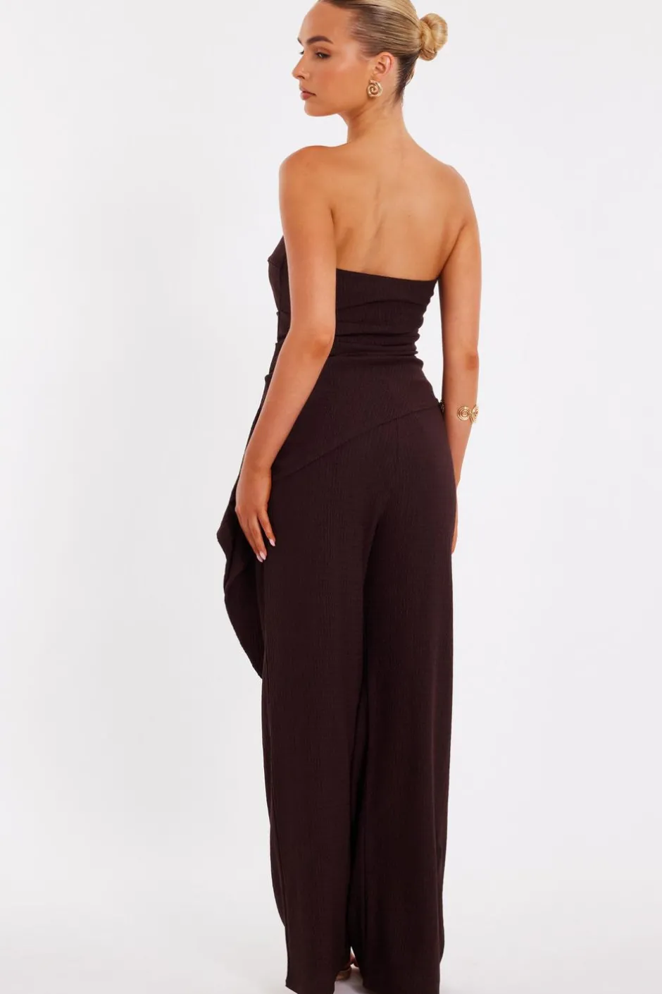 Quiz Brown Textured Palazzo Trousers Discount