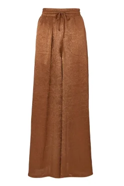 Quiz Brown Textured Satin Palazzo Trousers Hot