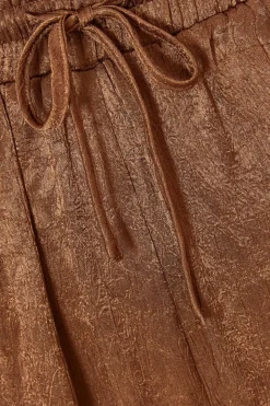 Quiz Brown Textured Satin Palazzo Trousers Hot