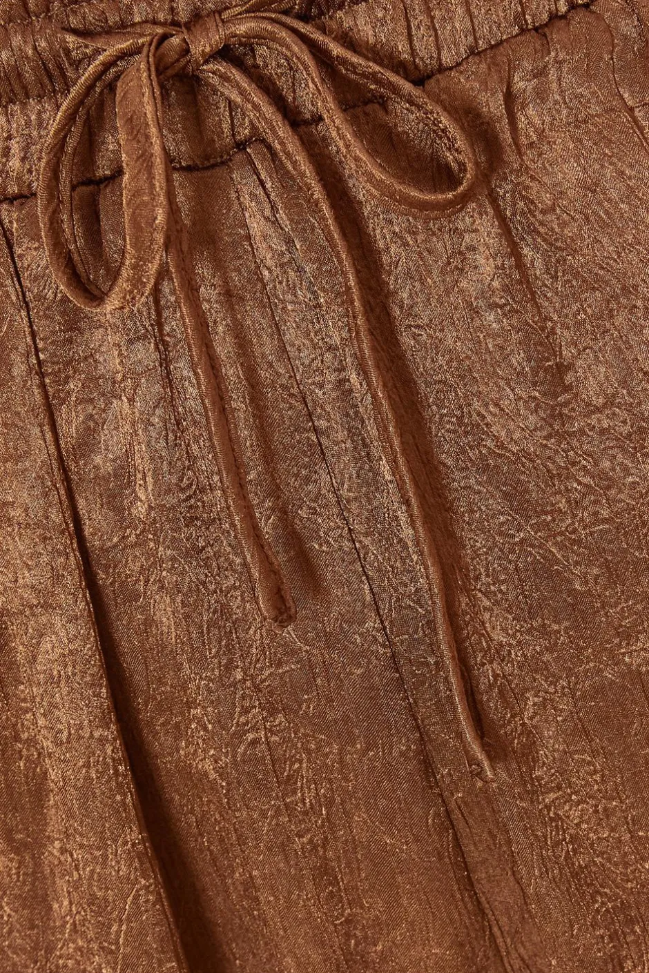 Quiz Brown Textured Satin Palazzo Trousers Hot