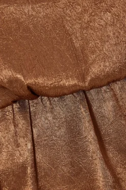 Quiz Brown Textured Satin Top