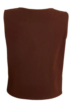 Quiz Brown Tie Up Sleeveless Waistcoat Best