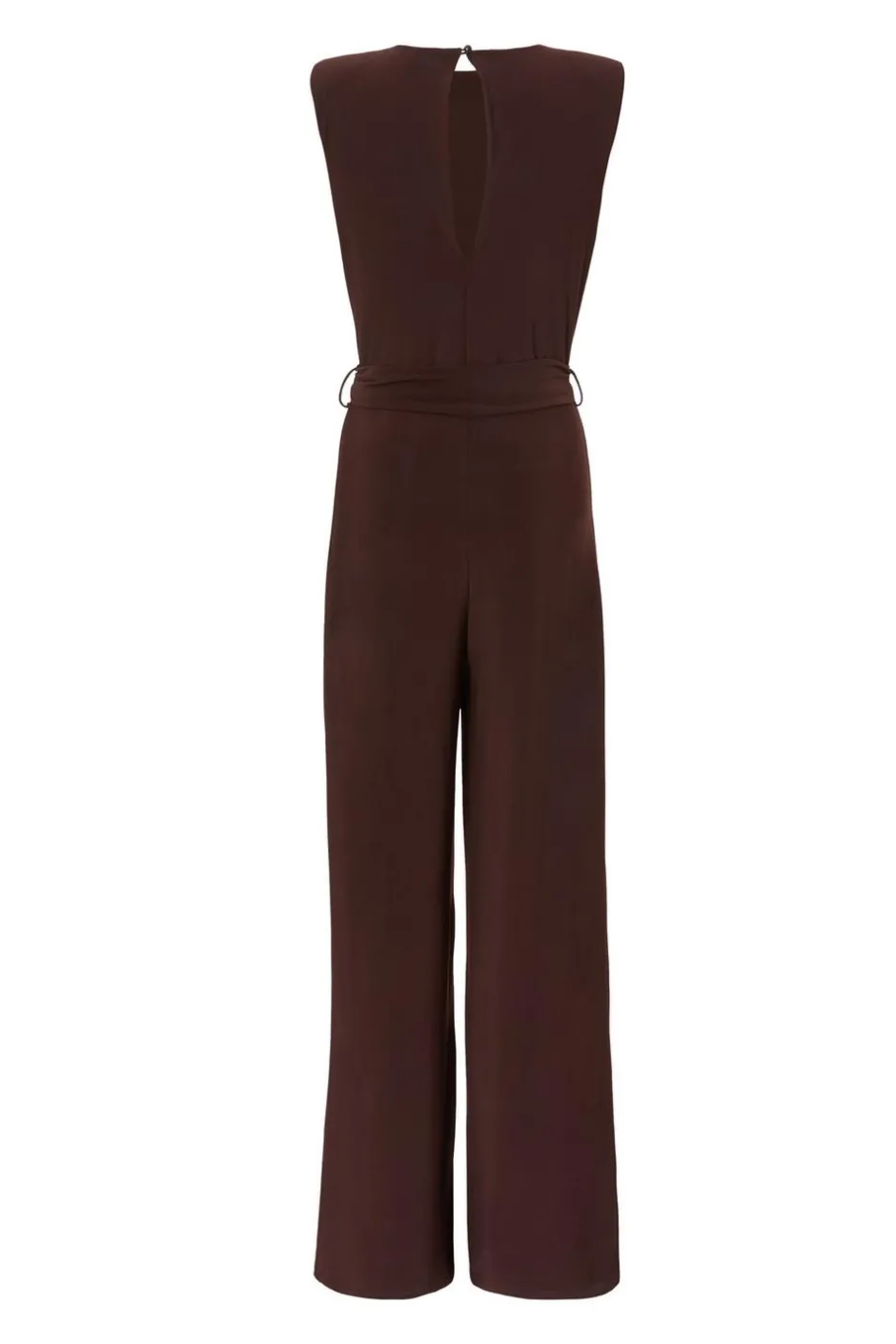 Quiz Tie Waist Jumpsuit Brown Online