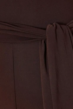 Quiz Tie Waist Jumpsuit Brown Online