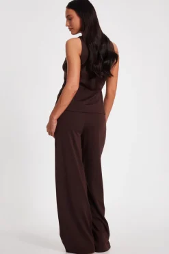 Quiz Wide Leg Trousers Brown Clearance