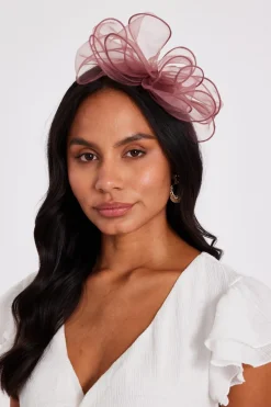 Quiz Feather Headband Fascinator Burgundy Outlet