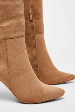 Quiz Faux Suede Knee High Boots Camel Discount