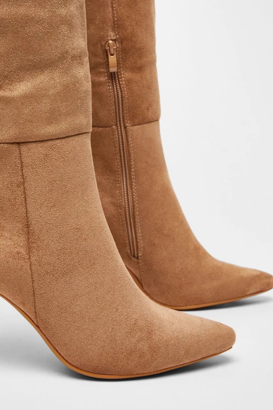 Quiz Faux Suede Knee High Boots Camel Discount