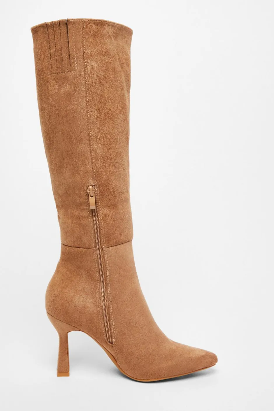 Quiz Faux Suede Knee High Boots Camel Discount