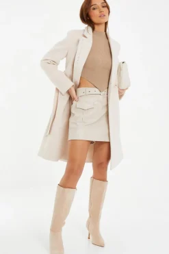 Quiz Camel Knitted Turtle Neck Crop Jumper