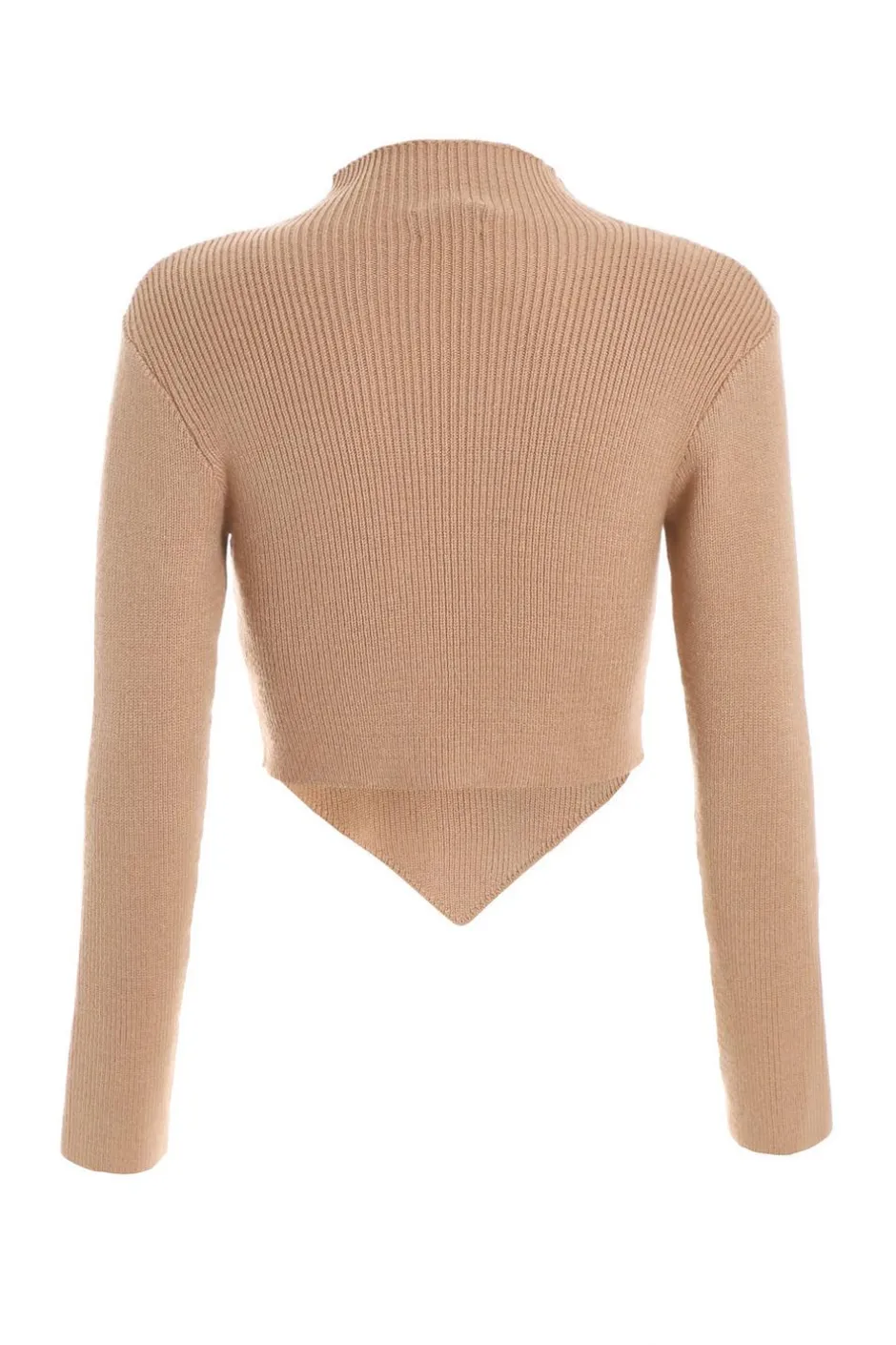 Quiz Camel Knitted Turtle Neck Crop Jumper