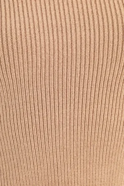 Quiz Camel Knitted Turtle Neck Crop Jumper