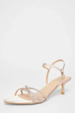 Quiz Champagne Diamante Cross Strap Heels Online