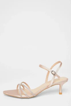Quiz Champagne Diamante Cross Strap Heels Online