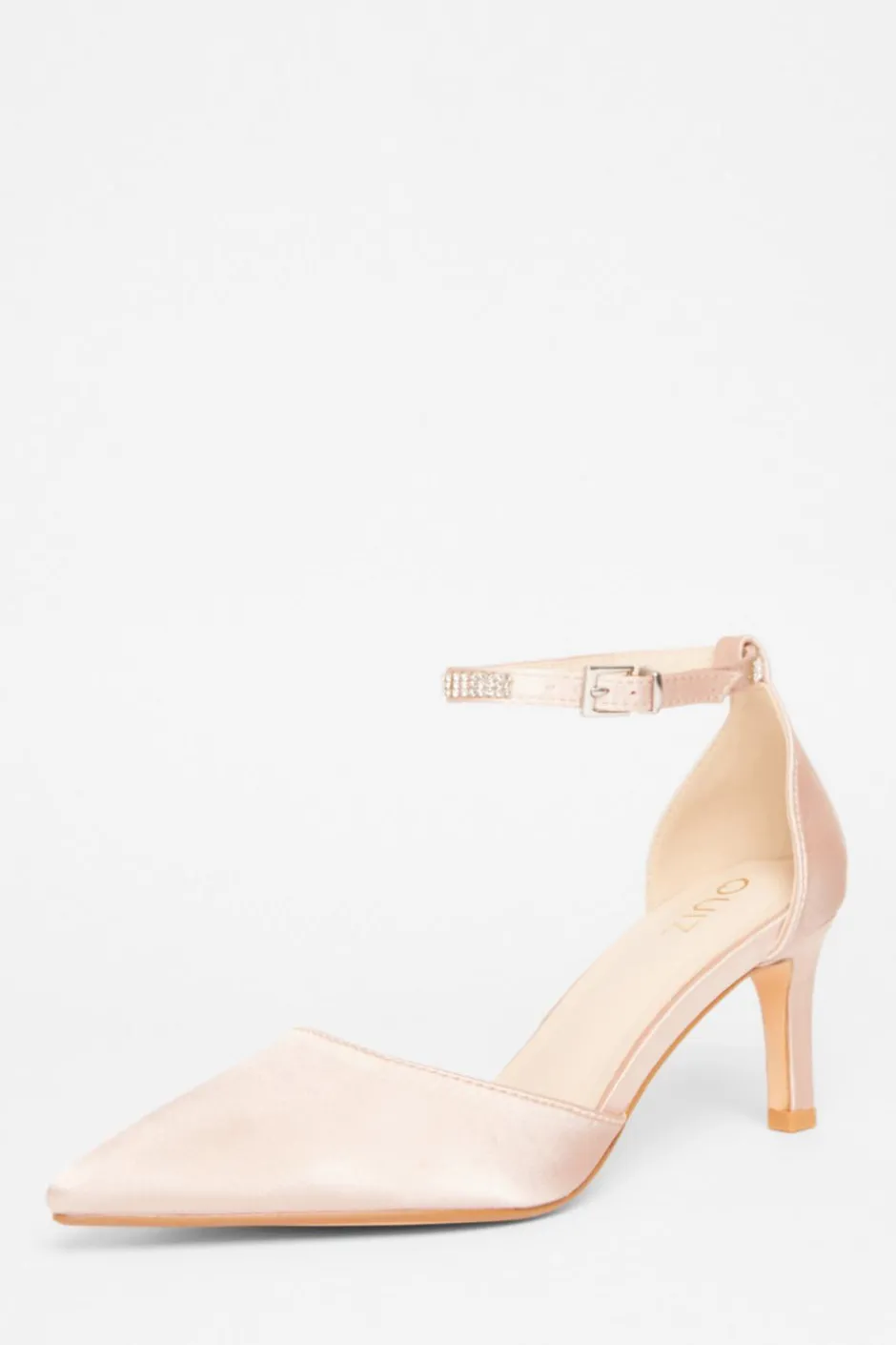 Quiz Diamante Strap Court Heels Champagne New