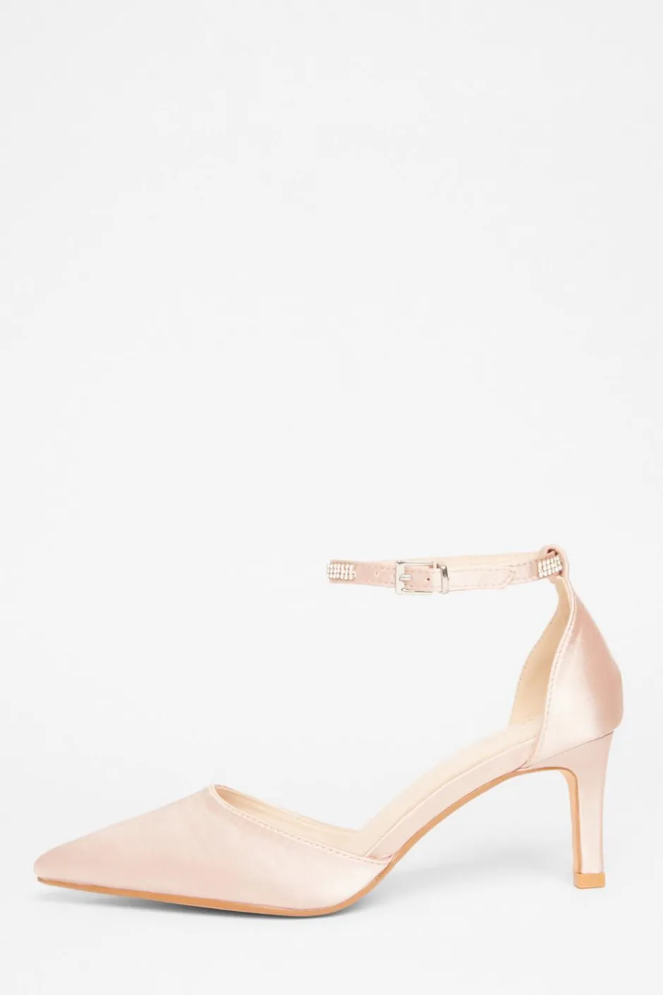 Quiz Diamante Strap Court Heels Champagne New