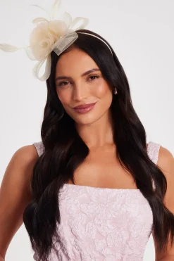 Quiz Flower Headband Fascinator Champagne Clearance