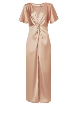 Quiz Knot Front Maxi Dress Champagne Online
