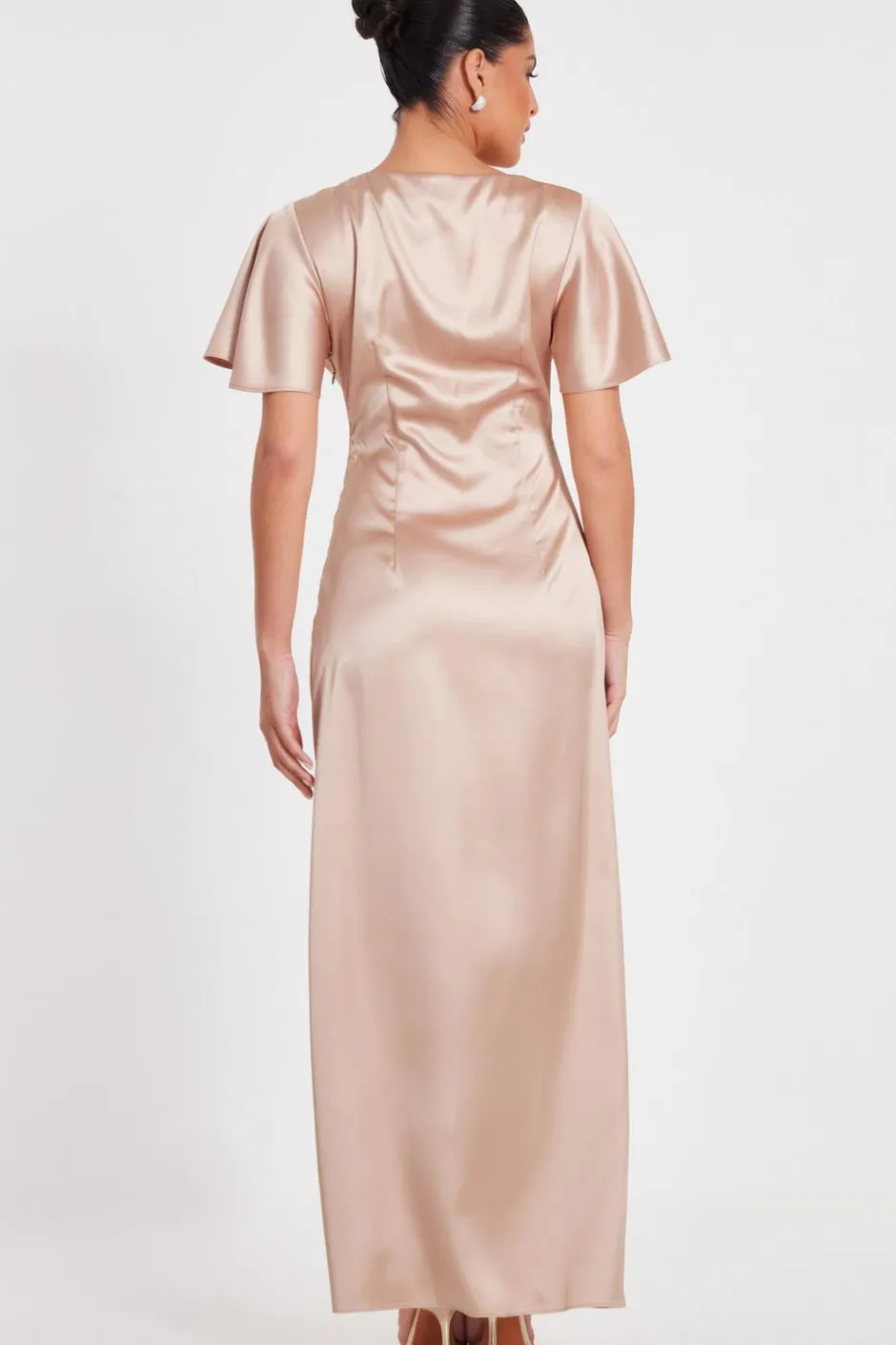 Quiz Knot Front Maxi Dress Champagne Online