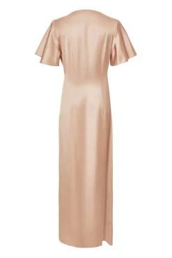 Quiz Knot Front Maxi Dress Champagne Online