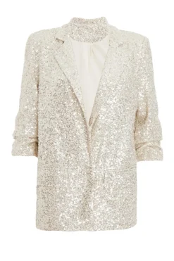 Quiz Sequin Tailored Blazer Champagne Sale