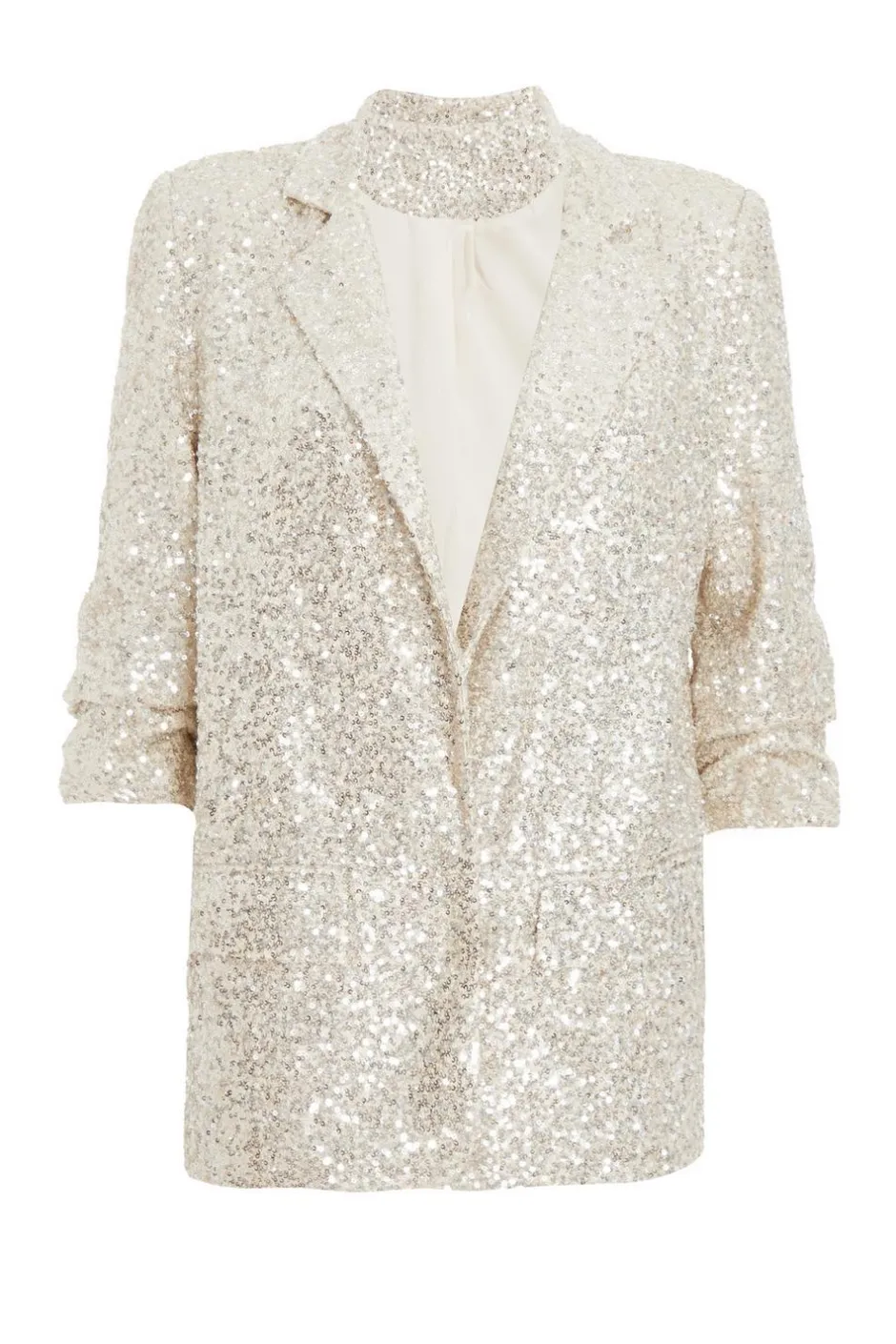 Quiz Sequin Tailored Blazer Champagne Sale