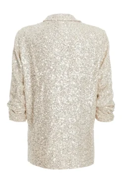 Quiz Sequin Tailored Blazer Champagne Sale