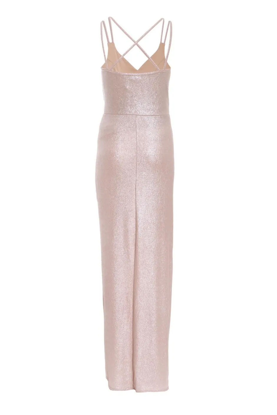 Quiz Champagne Shimmer Ruched Maxi Dress Online