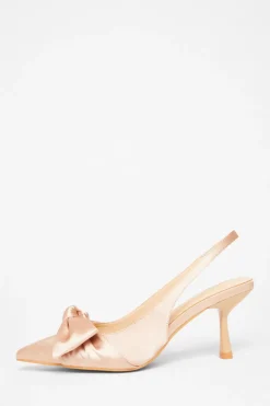 Quiz Sling Back Bow Heels Champagne Best