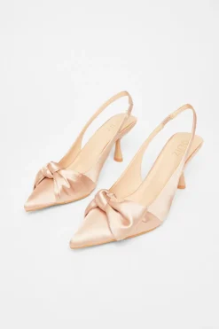 Quiz Sling Back Bow Heels Champagne Best