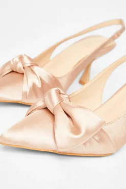 Quiz Sling Back Bow Heels Champagne Best