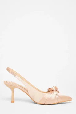 Quiz Sling Back Bow Heels Champagne Best