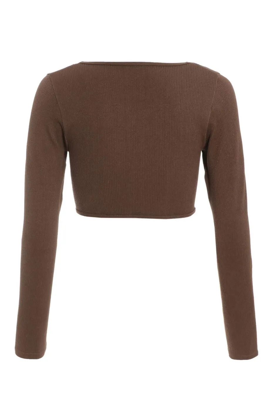 Quiz Chocolate Ribbed Crop Top Brown Outlet