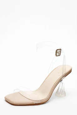 Quiz Clear Flared Heeled Sandals Clearance