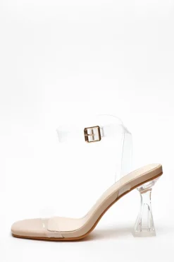 Quiz Clear Flared Heeled Sandals Clearance