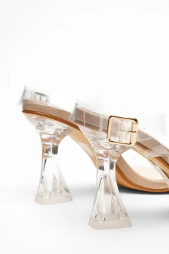 Quiz Clear Flared Heeled Sandals Clearance